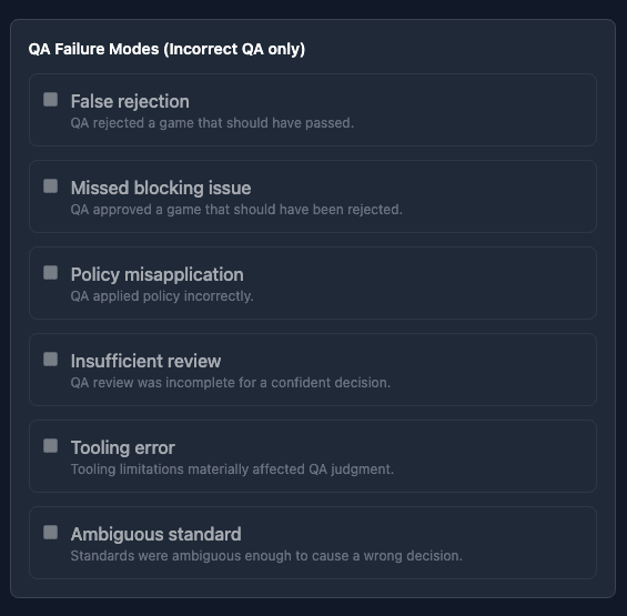 Astrocade AI QA Calibration Tool: Structured QA failure modes