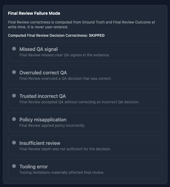 Astrocade AI QA Calibration Tool: Final-review failure modes