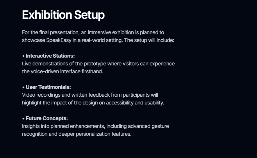 SpeakEasy: Exhibition plan