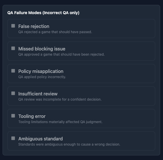 Astrocade AI QA Calibration Tool: Structured QA failure modes