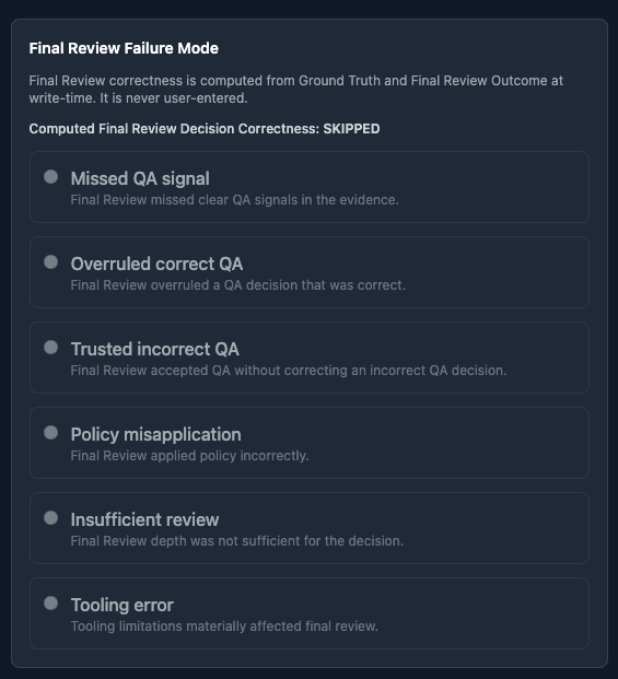 Astrocade AI QA Calibration Tool: Final-review failure modes