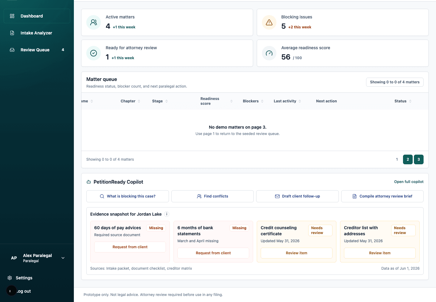 PetitionReady: Case-grounded Copilot evidence