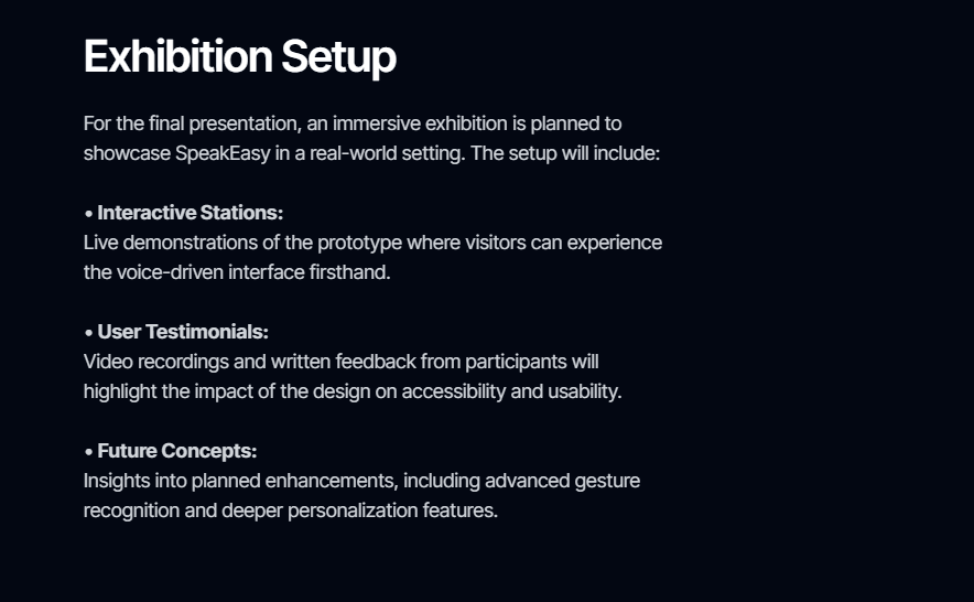 SpeakEasy: Exhibition plan