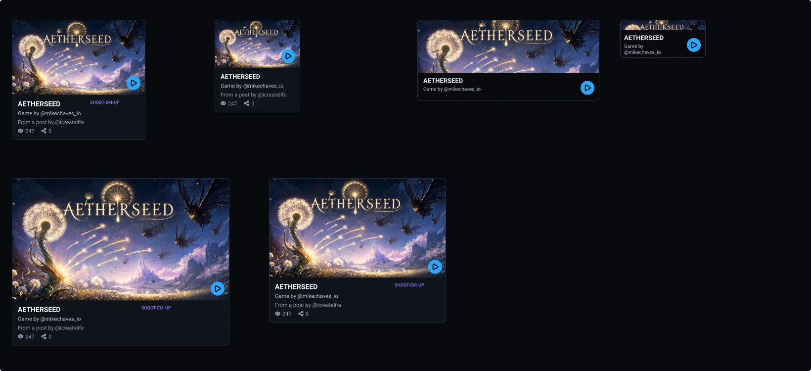 Playfold: Shared public-game cards across responsive densities
