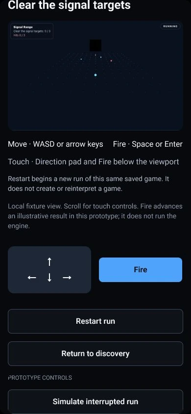 Playfold: Mobile player scrolled to movement, Fire and Restart