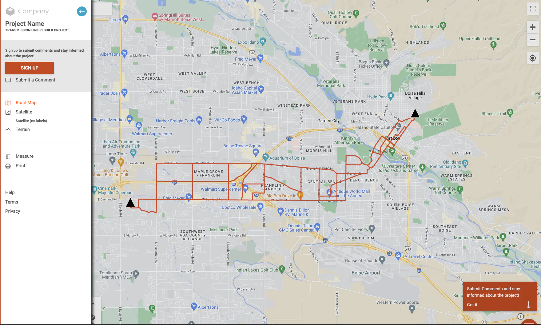 GeoVoice: Infrastructure feedback map