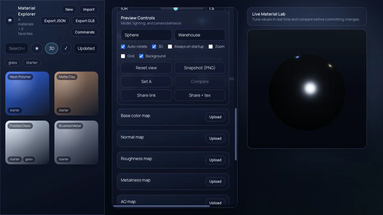Material Explorer: Texture-map workflow