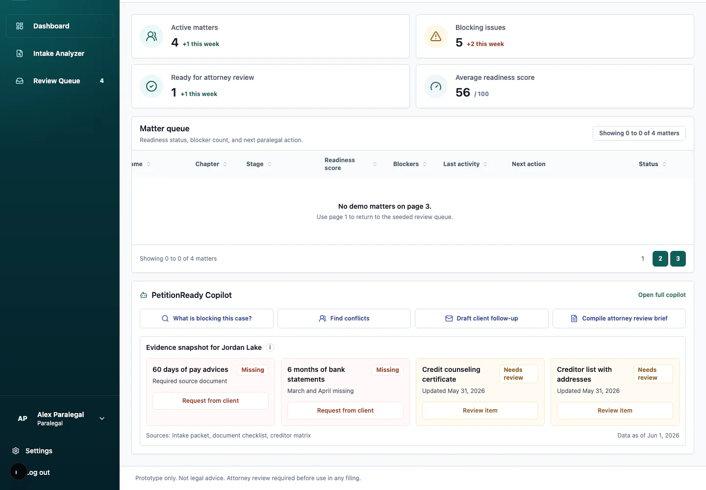 PetitionReady: Case-grounded Copilot evidence