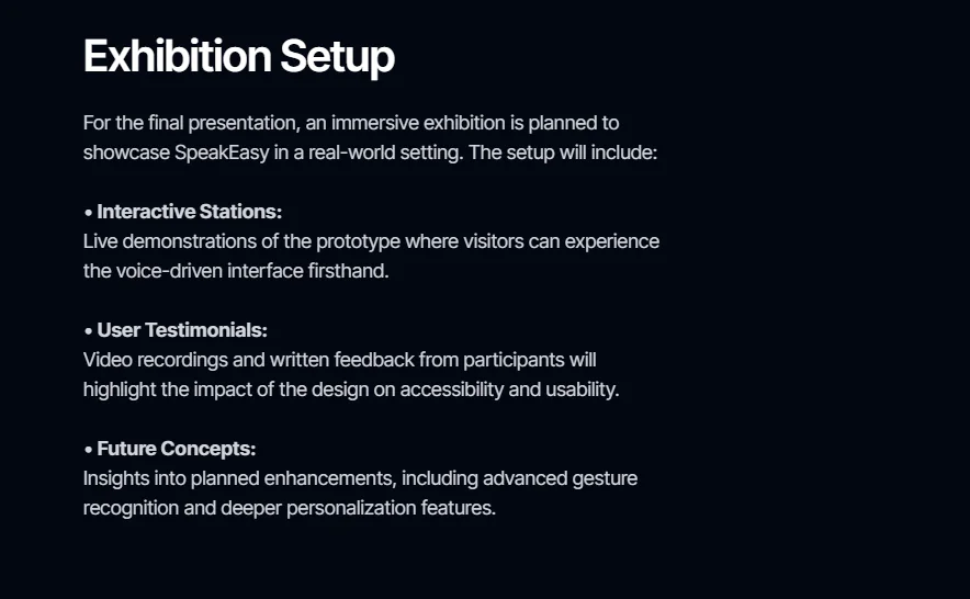 SpeakEasy: Exhibition plan