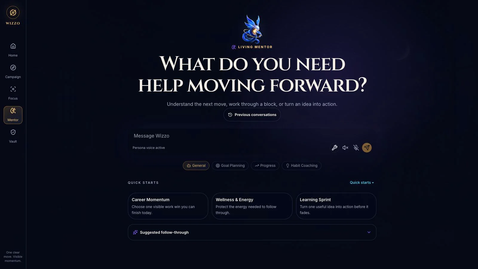 Wizzo: Living Mentor workspace