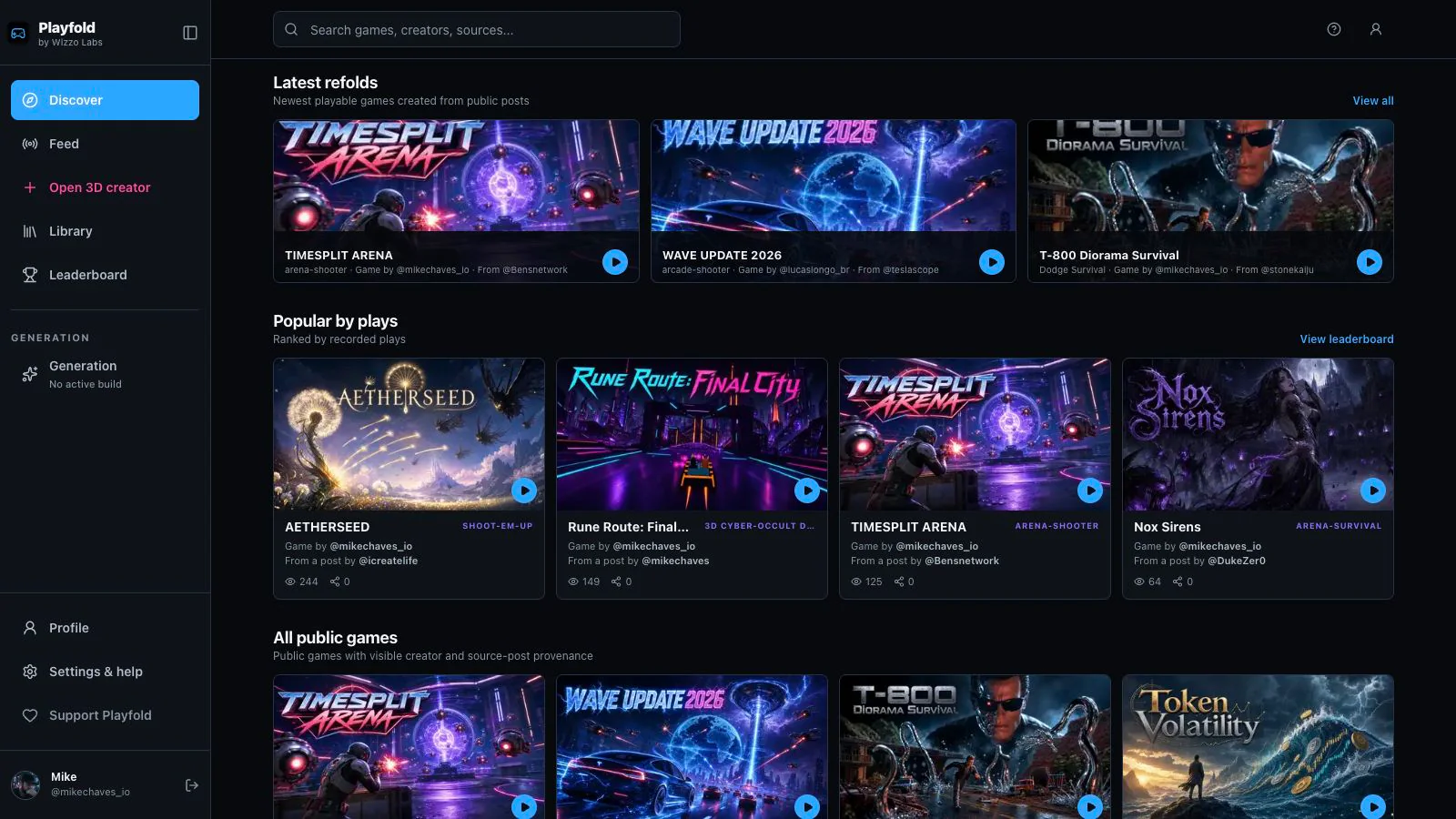 Playfold: Adaptive discovery catalog
